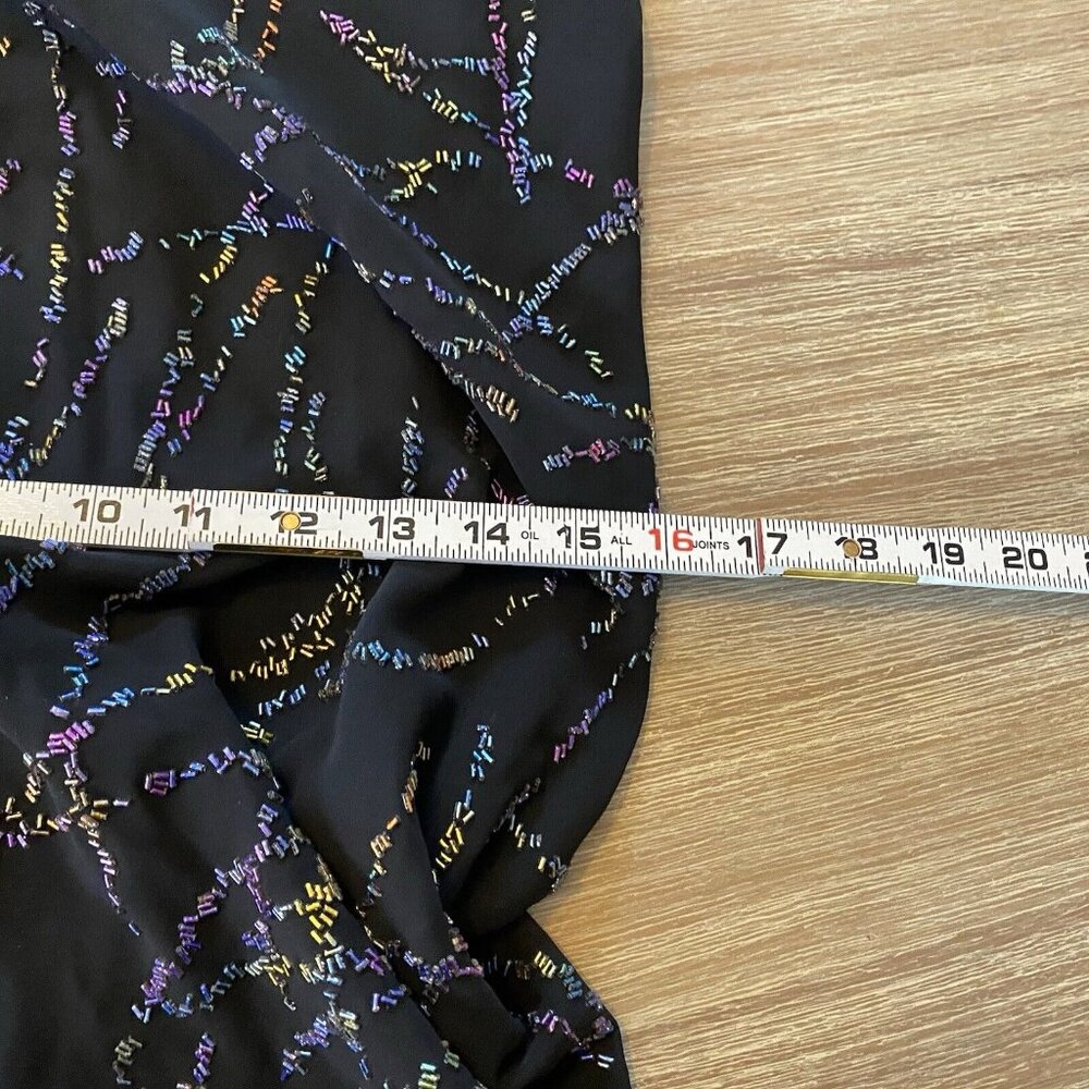 Rue De La Paix Dress Women's Black Sz 30 M Rainbow Beaded Asymmetrical Hem Fairy - Picture 13 of 16